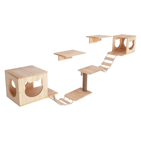Wood Cat Shelves & Perches Wall Mounted Indoor Cats Furniture Cat climbing frame