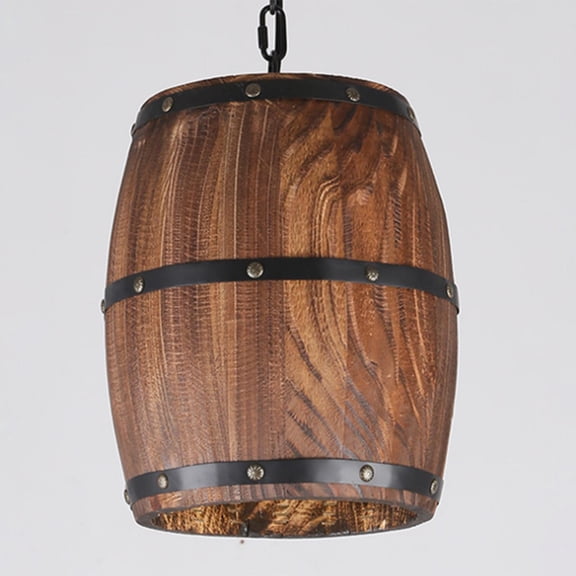 Wood Ceiling Light Lampshade Wooden Barrel Shape Lighting Lamp Shade Decorative Art Chandelier Lampshade Lamp Shades Cover for Cellar Decor