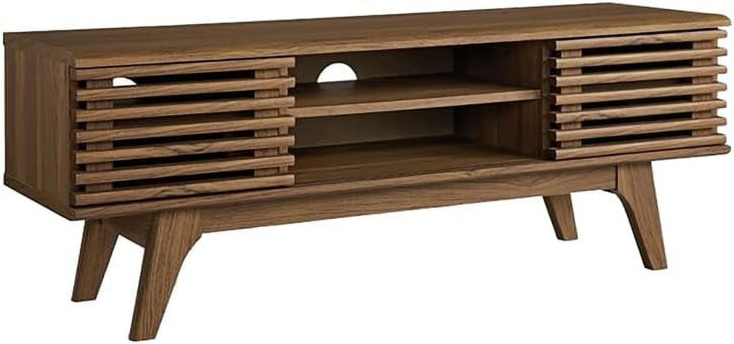 Walnut 46" Mid-Century Modern Media Console with Cabinet
