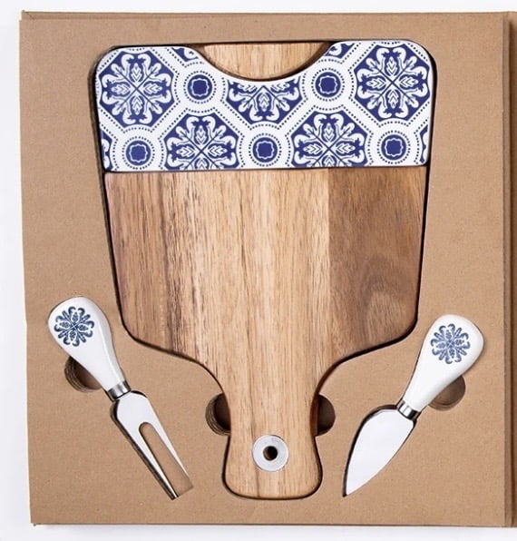 Wood Ceramics Cheese Cutting Board Set Charcuterie Cheese Board Set