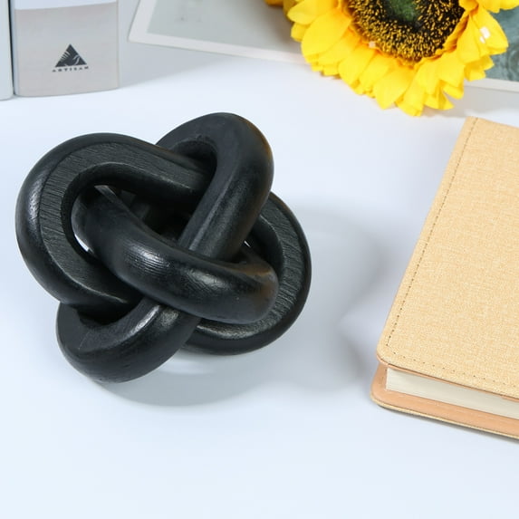 Wood Chain Link Decor 3 Link Wood Knot Decor Hand Carved Coffee Table Decor Modern Farmhouse Shelf Decor Boho Chain Decor Rustic Decorative Objects for Home Living Room Bedroom Decorations