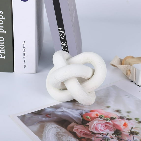 Wood Chain Link Decor 3 Link Wood Knot Decor Hand Carved Coffee Table Decor Modern Farmhouse Shelf Decor Boho Chain Decor Rustic Decorative Objects for Home Living Room Bedroom Decorations (Natural)