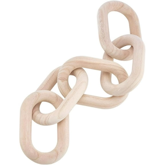 Wood Chain Link Decor 5 Link Chain Display Decorations Book Shelf Decor Wooden Home Decorative ChainsRustic Coffee Table Ornament Chains for Living Room Accents White