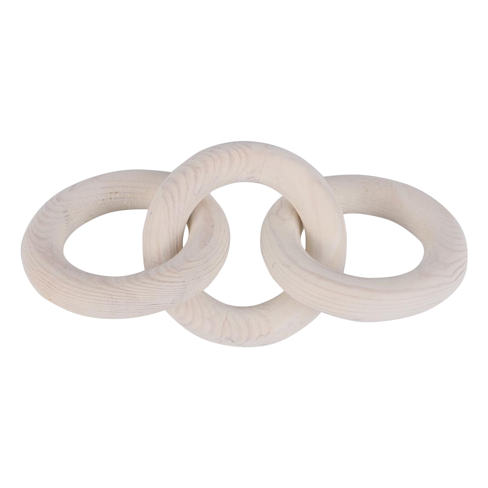 White-Washed Wood Chain Link Decor – 5-Link Farmhouse Table Accent For Living Room