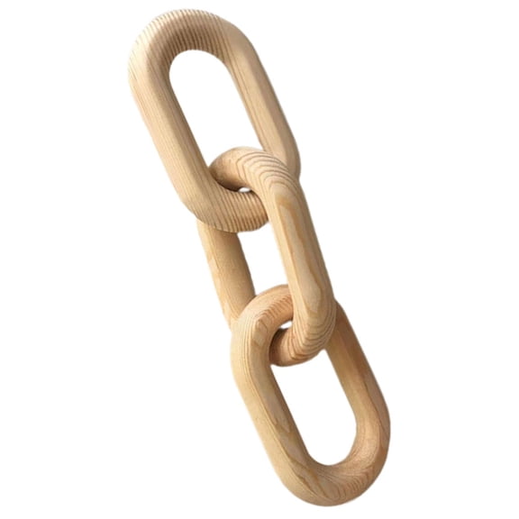 Wood Chain Link Decor Table Decor Aesthetic Decor Wooden 3-Links Chain Boho Decor for Living Room