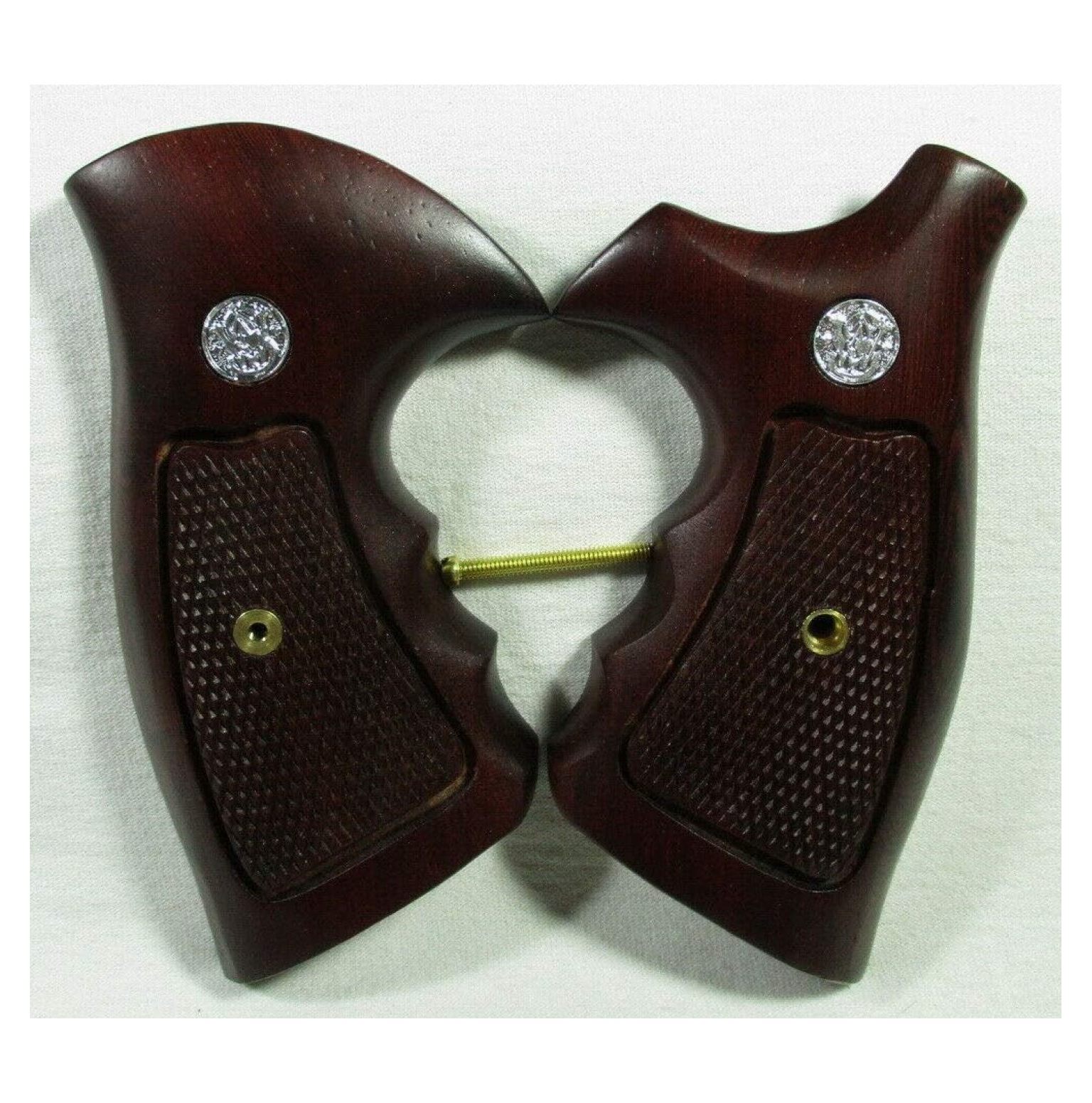 Wood Checkered Grips for S &W Revolvers, K, L Frame, Square/Round Butt