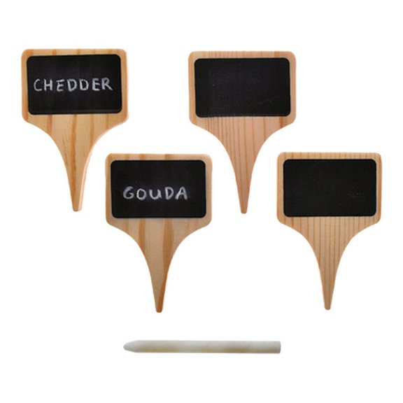 Wood Cheese Markers Set - 4pc +1 chalk