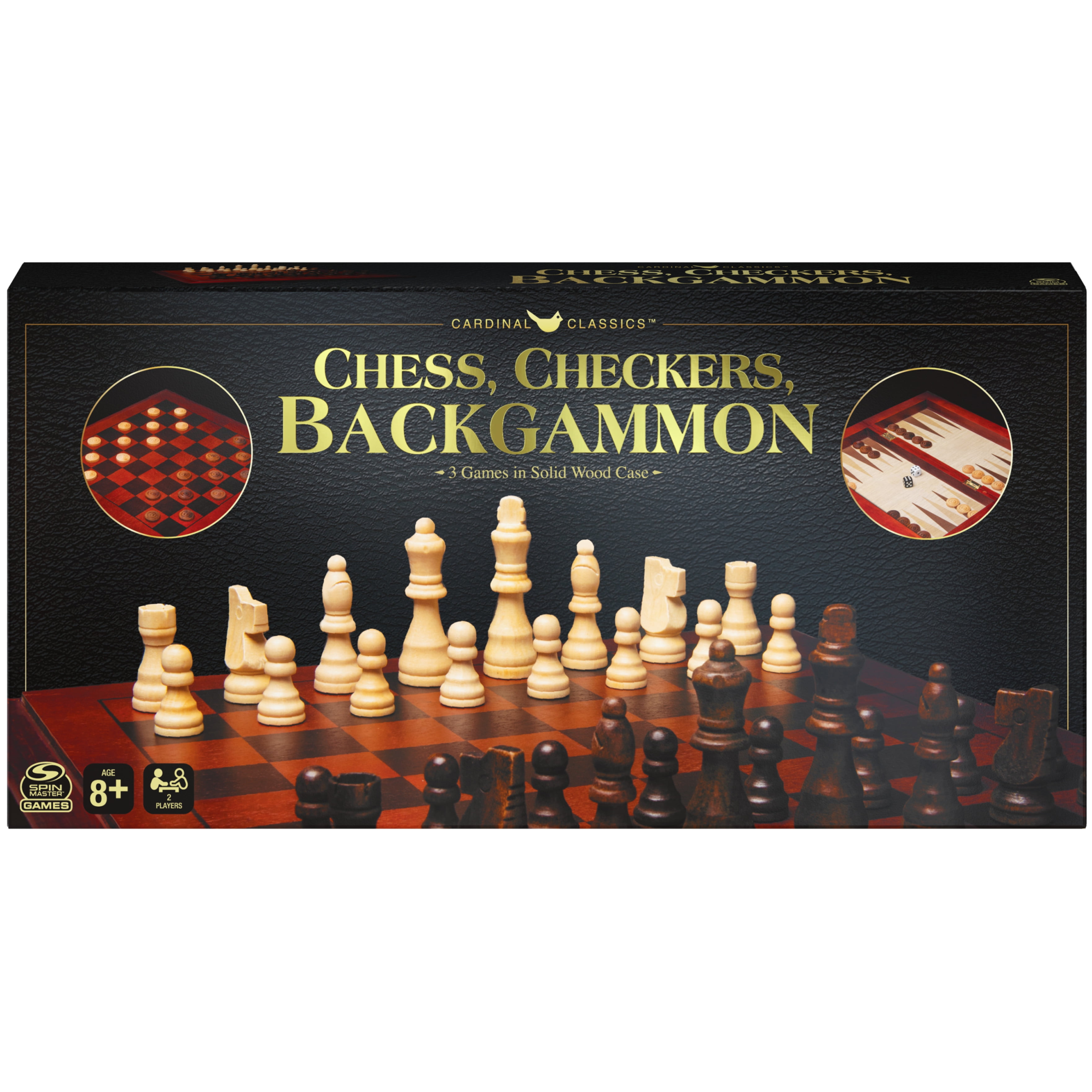  Mindful Classics, Chess Checkers Board Game Set with Bamboo  Wooden Box Family Board Games Eco-Friendly Gift, for Adults and Kids Ages 8  and Up : Toys & Games