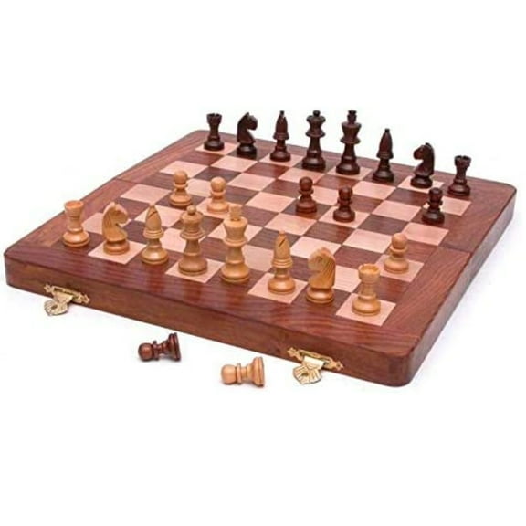 Wood Chess Set 10 x 10 Inch Foldable Board Game Made in India