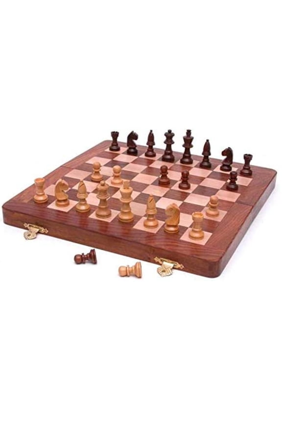 Wood Chess Set 10 x 10 Inch Foldable Board Game Made in India