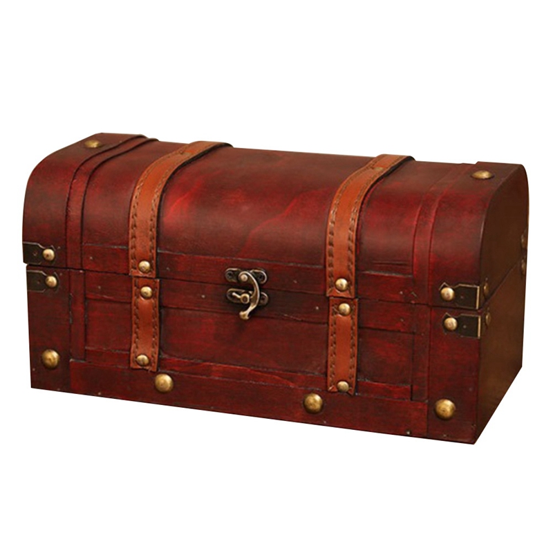Wood Chest Box Decorative Storage Chest Box with Lock Handcrafted