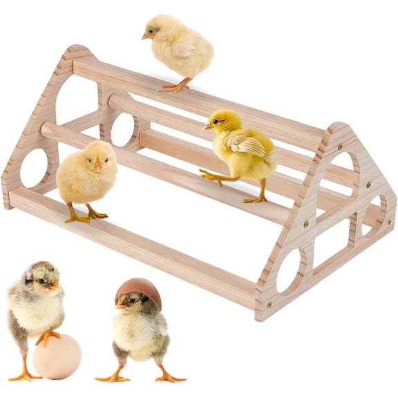 Wood Chick Roosts and Perches Stand Training Perch Tan Chicken Perch Roosting Triangular Chicken Coop Perches for Chicks Hens Brooder Coop 42x27x18.6cm Tan