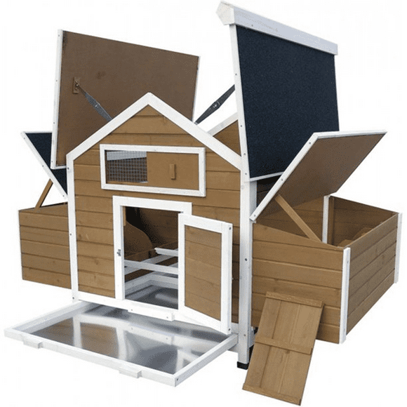 Wood Chicken Coop Hen House 4-6 Chickens with 6 Nesting Box