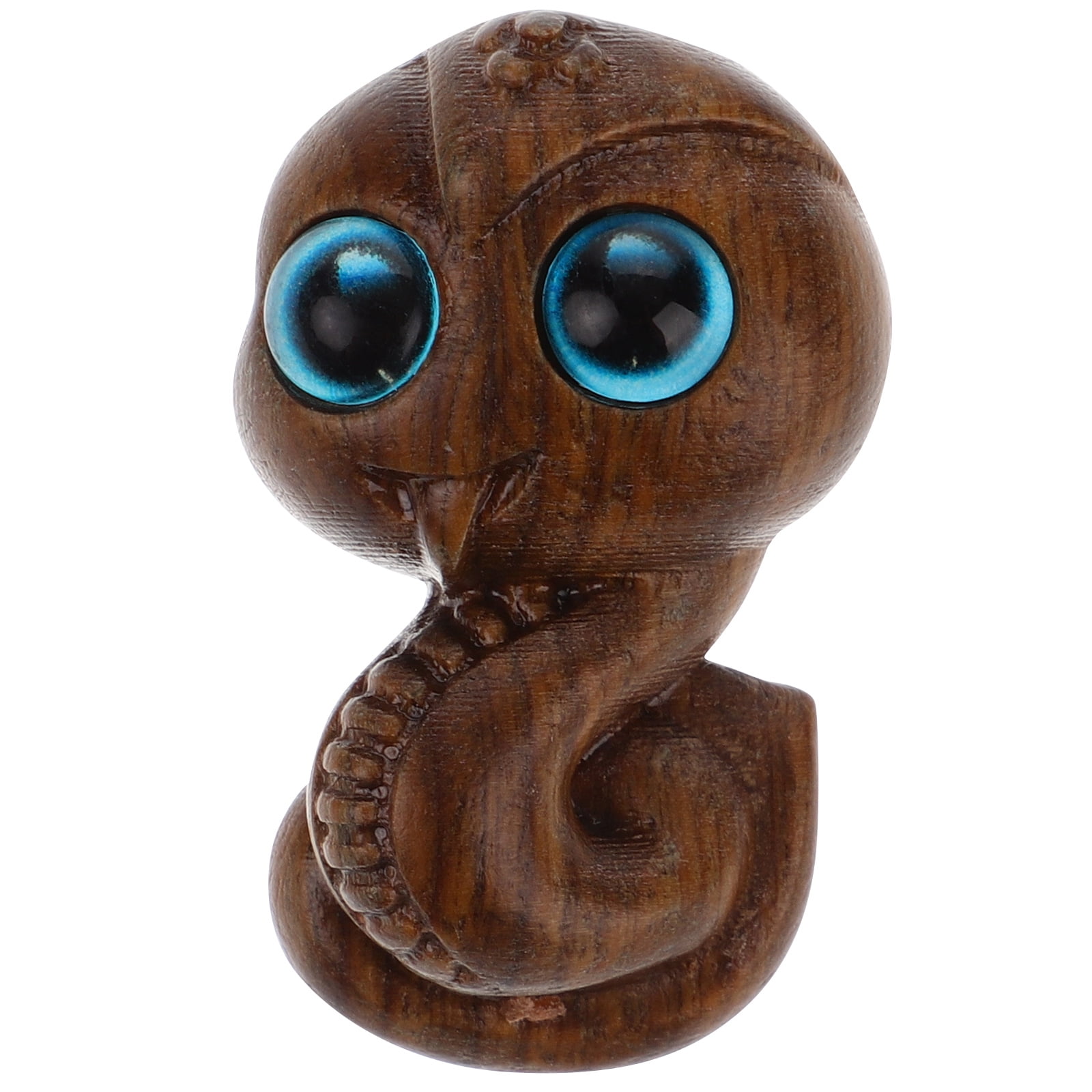 Wood Chinese Snake Statue Wooden Feng Shui Snake Figurine Zodiac Mascot