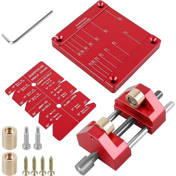 Wood Chisel Honing Guide System Dual Roller Sharpening Kit for Precise Angle Control, Fits 5/32''-3'' Chisels, Red Angle Fixture Trainer for Woodworking Tools