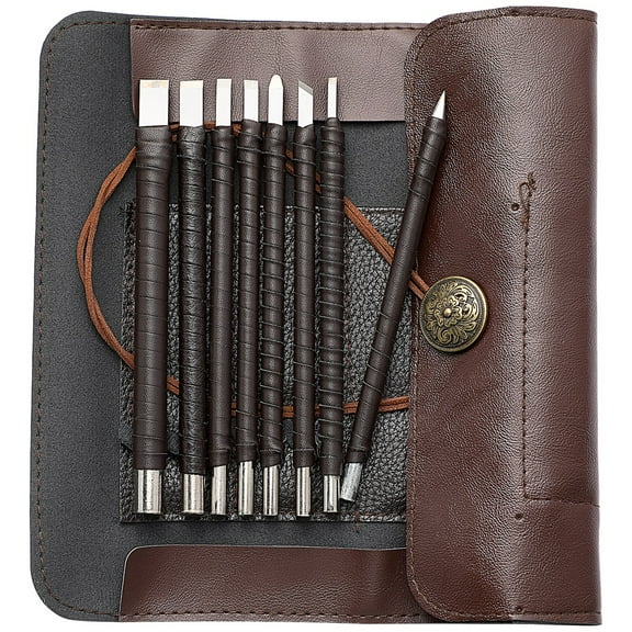 Wood Chisel Sets, 8 Piece Stone Carving Tools, Tungsten Steel Carving Chisels, Carving Kit for Wood, Sculpture Engraving Whittling Knives, Cutting Blade Chisel Tool Set for Woodworking