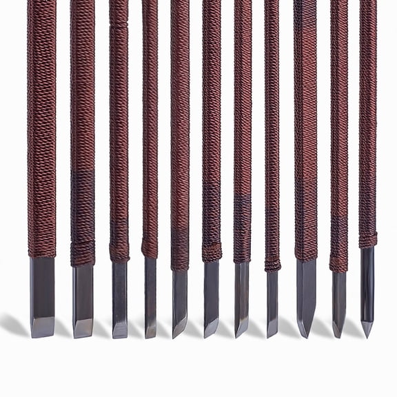 Wood Chisels Knife Set Tungsten Steel Wood Carving Tool for Stone Seal Graver with Cloth Bag Brown Bag: 16x9x2.2mm 11pcs/set diy