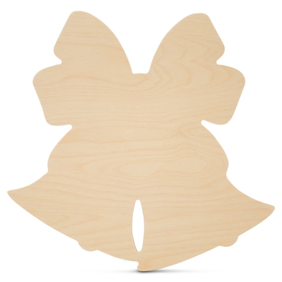 Wood Christmas Bells Cutouts 6-inch x 6-inch, Pack of 3 Unfinished Wood Christmas Tree Ornaments for DIY Decor and Crafts, by Woodpeckers