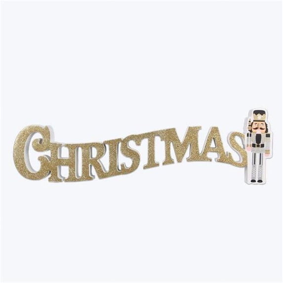 Wood Christmas Word Sign with Nutcracker