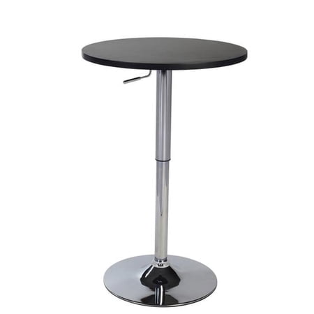Wood & Chrome Metal Bar Table - Black