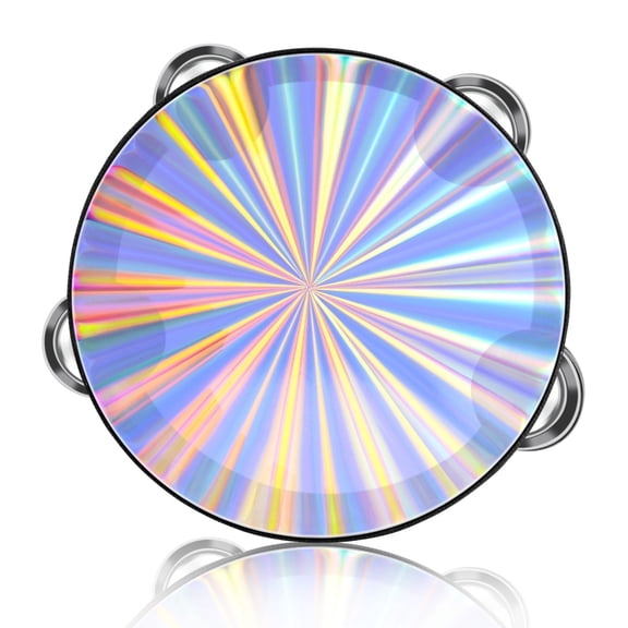 Wood Church Tambourine Instrument - 6 Inch Reflective Hand Drums Tambourine for Kids and Adults, Single Row Metal Tambourine for Church, Parties, & Musical Events