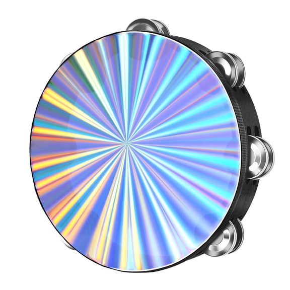 Wood Church Tambourine Instrument - 8 Inch Reflective Hand Drums Tambourine for Kids and Adults, Single Row Metal Tambourine for Church, Parties, & Musical Events