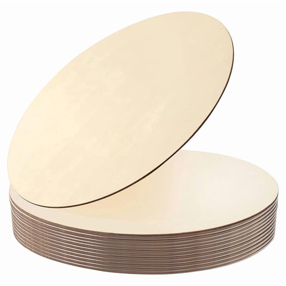Wood Circles for Crafts, 12 Pack - 12 Inch Unfinished Wooden Cutouts for Door Hangers, Wood Burning