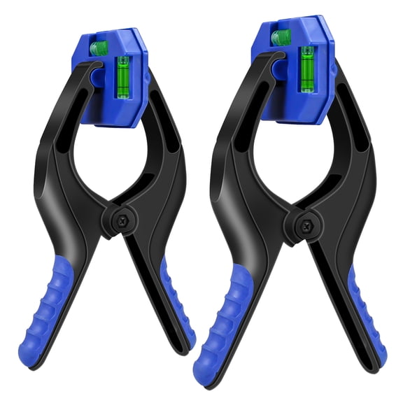 Wood Clamps 8.5 Inch, Upgraded 2 Pack Heavy Duty Large Spring Clamps with Spirit Levels For Home Woodworking Improvement Projects And Backdrop Clamps for Christmas Present