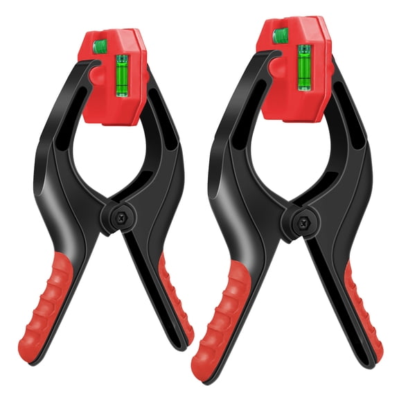 Wood Clamps 8.5 Inch, Upgraded 2 Pack Heavy Duty Large Spring Clamps with Spirit Levels For Home Woodworking Improvement Projects And Backdrop Clamps for Christmas Present