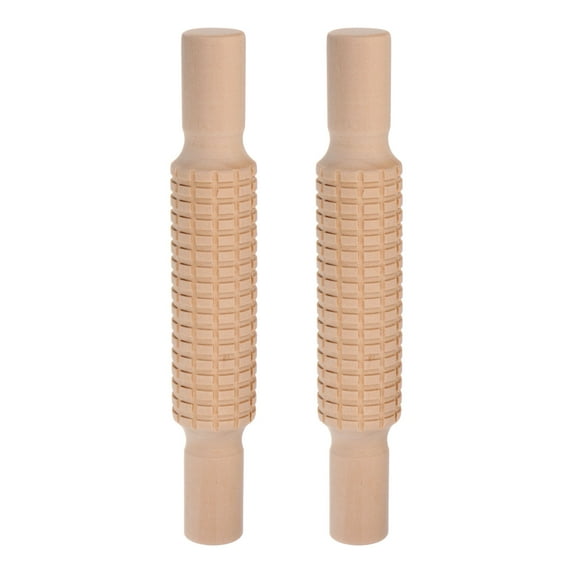 Wood Clay Roller Rectangle Texture Rolling Emboss Wood 21cm x 3.5cm Clay Roller, 2 Pieces