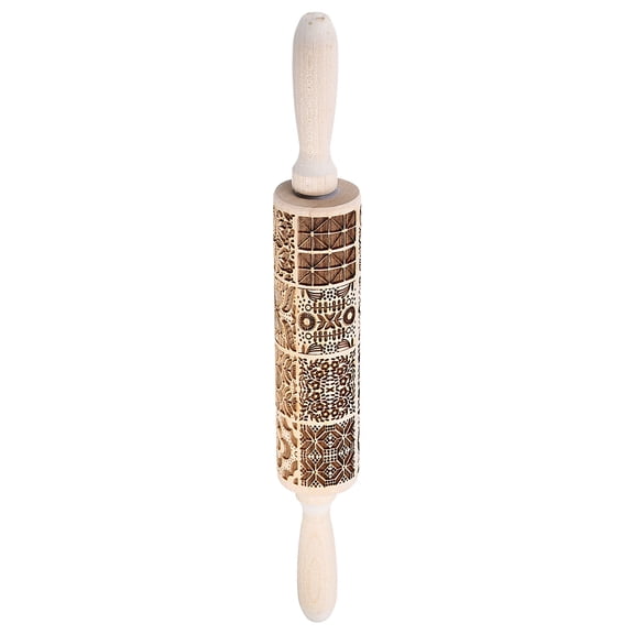 Wood Clay Roller Retro Emboss Beech 35cm x 4.5cm
