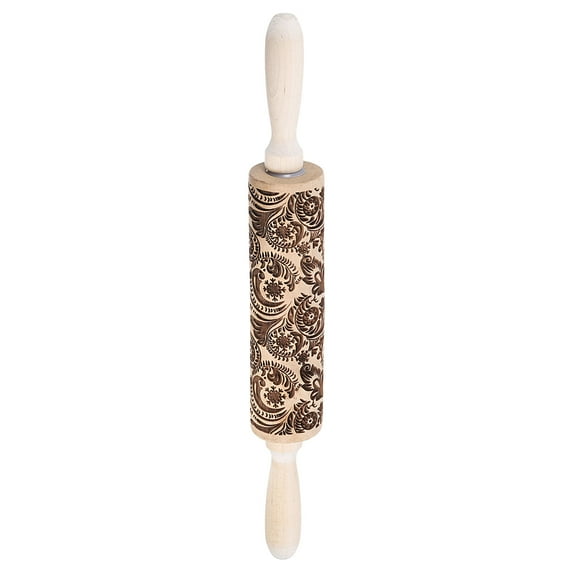 Wood Clay Roller Snowflake Emboss Beech 35cm x 4.5cm