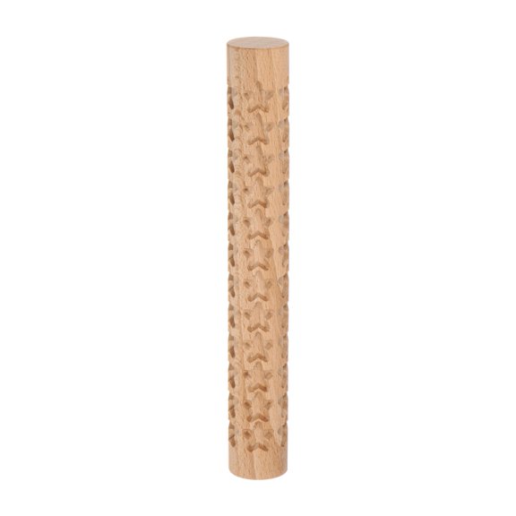 Wood Clay Roller Texture Rolling Emboss Beech Star 15cm x 2cm Clay Roller