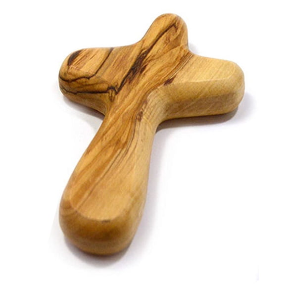 Wood Clinging Cross Portable Holding Crucifix for Prayer Palm Size Cross Gift