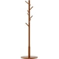 thumbnail image 1 of Wood Coat Rack Freestanding, Coat Stand with 8 Hooks, Kids Coat Tree with 3 height options and Sturdy Base, Rustic Coat Rack Small Hall Tree Brown YD-1008, 1 of 18