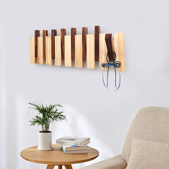 Wood Coat Rack Hanger W/ Flip - Down Hooks Wall Mounted Clothes Rack Coat Hanger For Bedrooms, Entrances, Living Rooms, Offices