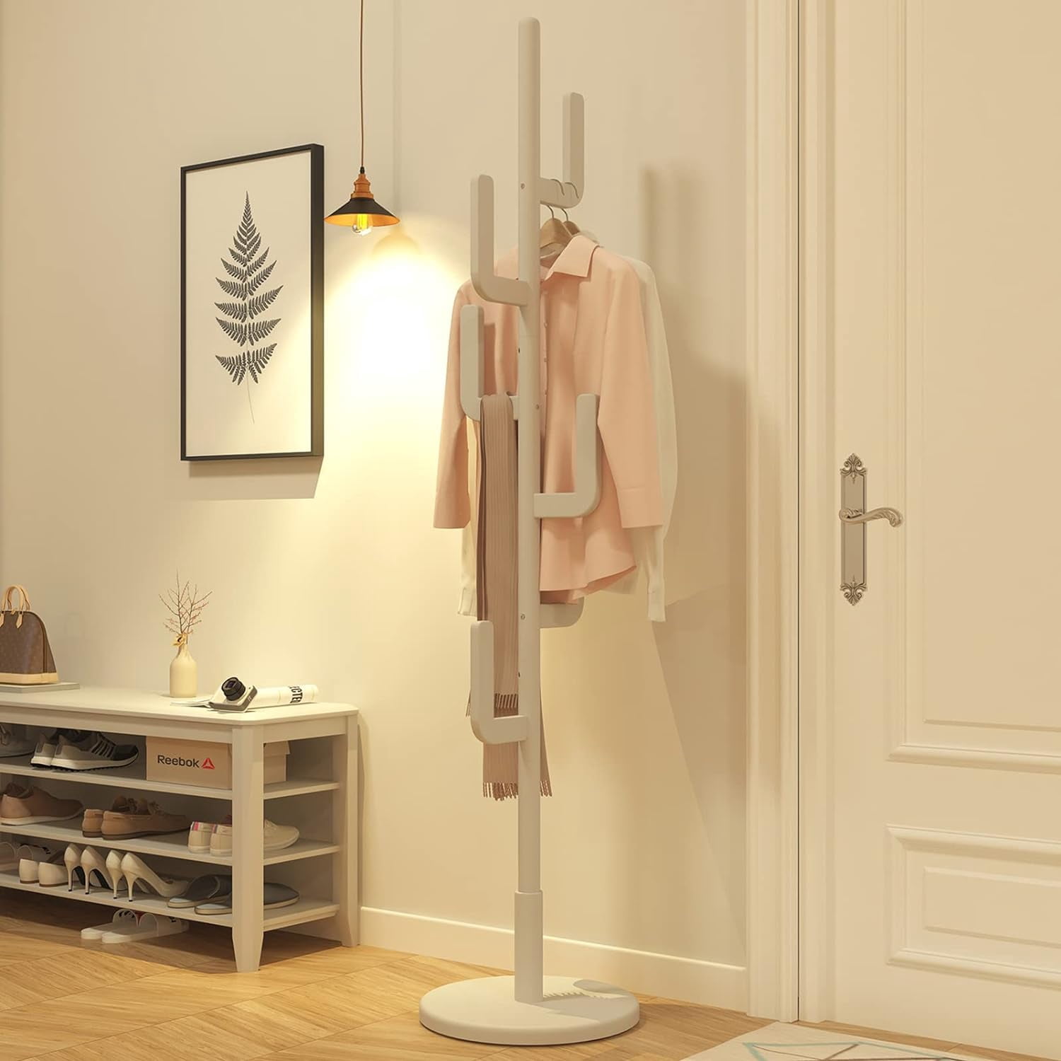 Wood Coat Rack, Unique Design Cactus Coat Rack Freestanding, Adjustable ...
