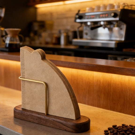 Wood Coffee Filter Paper Shelf Organizer for Kitchen and Coffee Shop, Elegant Desktop Storage with Durable Bracket, Easy Access and Decorative Display for Home or Office Use