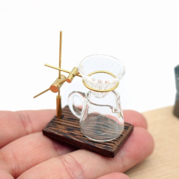 Wood Coffee Holder Mini Model Micro Landscape Dollhouse Accessories Pretending Prop Decorations Clear 35x22x50mm