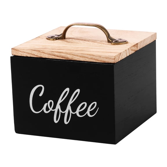 Wood Coffee Pod Holder Large Capacity Coffee Station Organizer Box With Lid Countertop Storage (black )