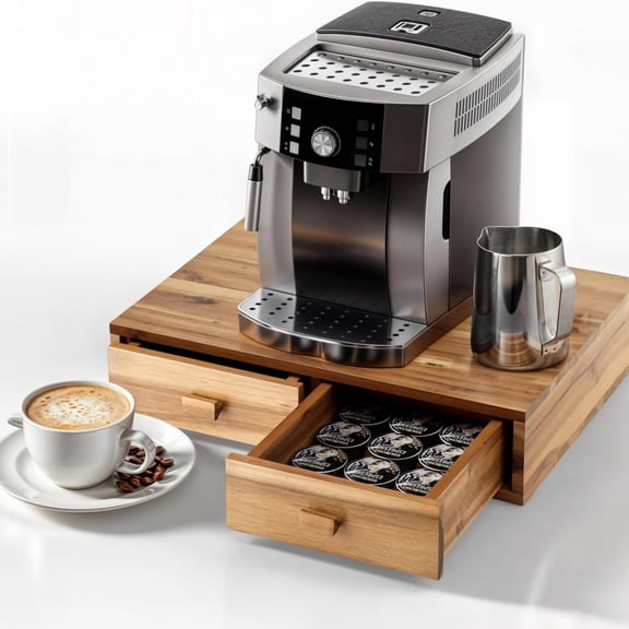 Wood Coffee Pod Storage Box, 30 Pod Capacity, Coffee Pods and Tea Organizer Holder, K Pod Drawer Coffee Maker Machine Stand, for K-Cup Drawer Organizer Under Brewer