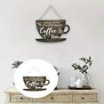thumbnail image 1 of Wood Coffee Sign Latte Mocha Java Letter Coffee Cup Wall Decor Retro Coffee Bar Wooden Wall Decor Farmhouse Coffee Shop Wall Coffee Decorations for Kitchen Coffee Shop Wall Decor 7.68x11.8 Inch, 1 of 6