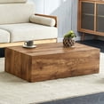 thumbnail image 1 of Wood Coffee Table, Rectangle MDF Sofa Side Table for Living Room, Coffee Table Tea Table Center Table for Home, TV Table (Coffee Table - Dark Wood), 1 of 9