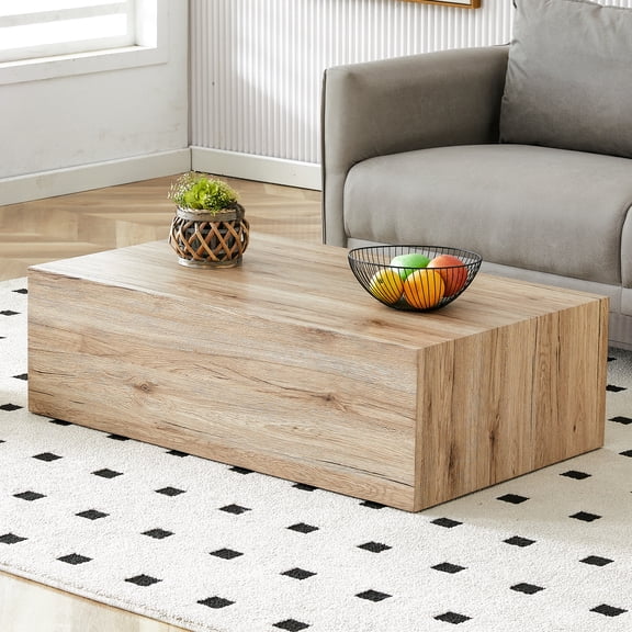 Wood Coffee Table, Rectangle MDF Sofa Side Table for Living Room, Coffee Table Tea Table Center Table for Home, TV Table (Coffee Table - Natural)