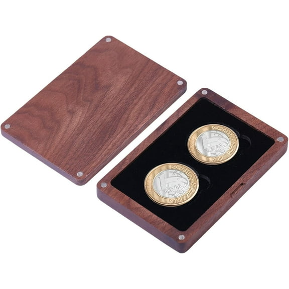 Wood Coin Display Box with Lids Coin Display Case Black Velvet Coins Holder Storage Case Presentation Box for Collectors Coin 3.034.650.75 inch for DIY