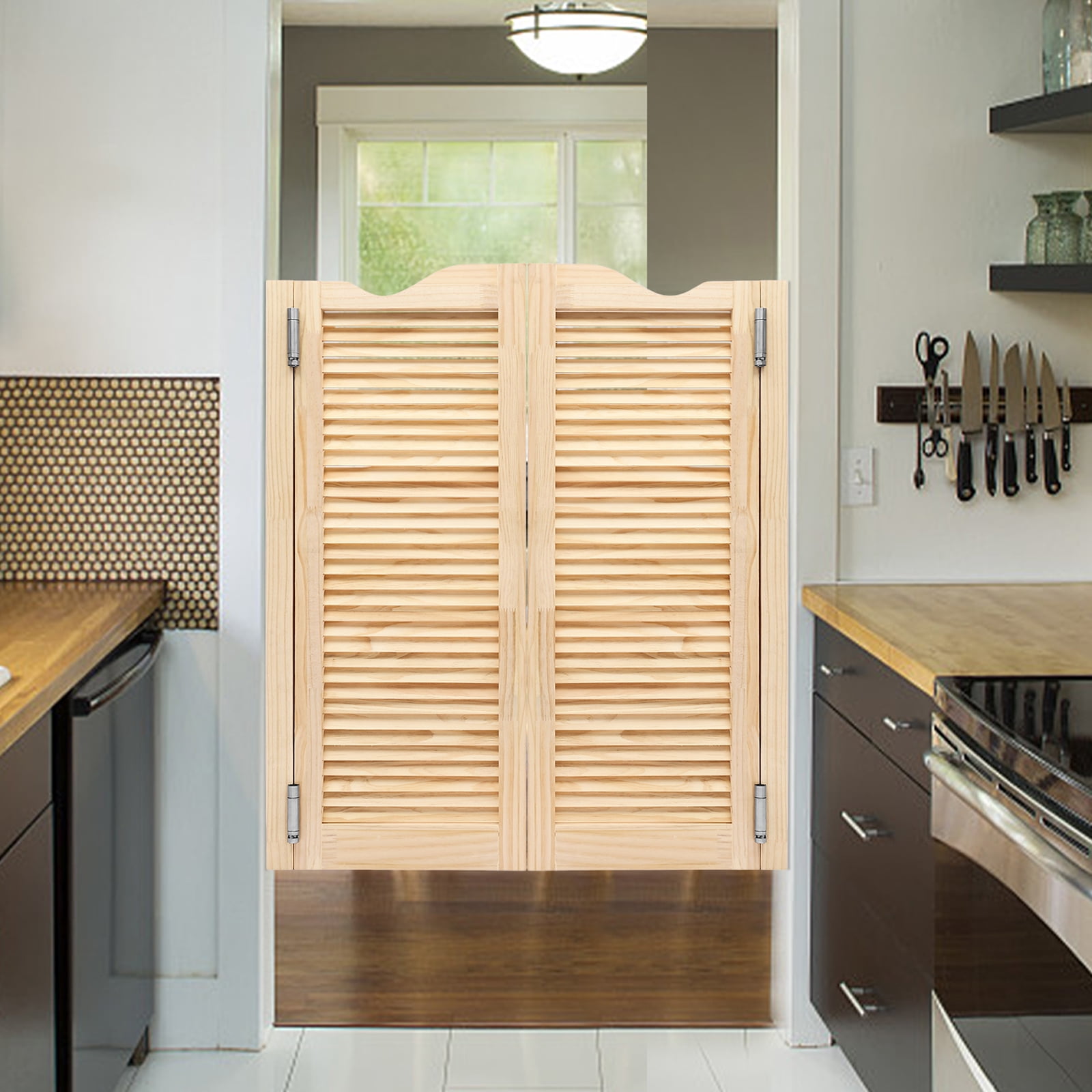 Wood Color Partition Door, 76cm Width, Solid Pine with Aluminum Frame, Reserved Grooves for Stable Installation : Tools & Home Improvement
