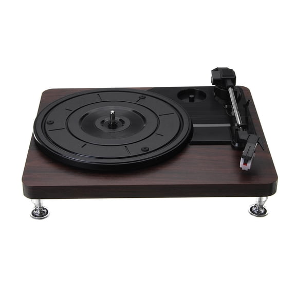 Wood Color Record Retro Player 33RPM Portable Audio Gramophone Turntable Disc Vinyl Audio RCA R/L 3.5mm Output Out USB DC 5V ,Media Combo