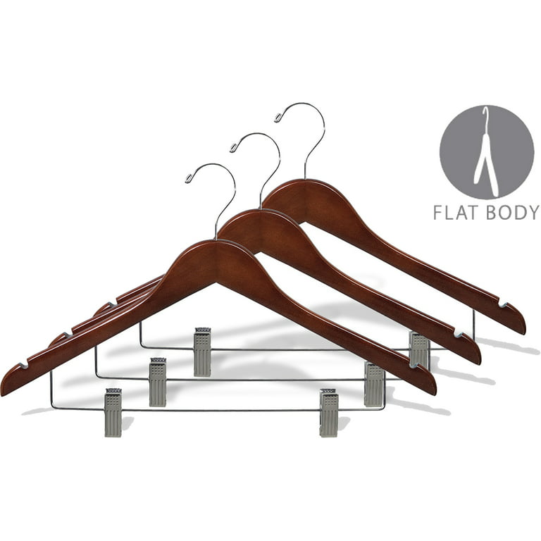 Classic Plastic Combo Hanger with Adjustable Clips, Flat Hangers with Notches and Swivel Hook (Clear/50)