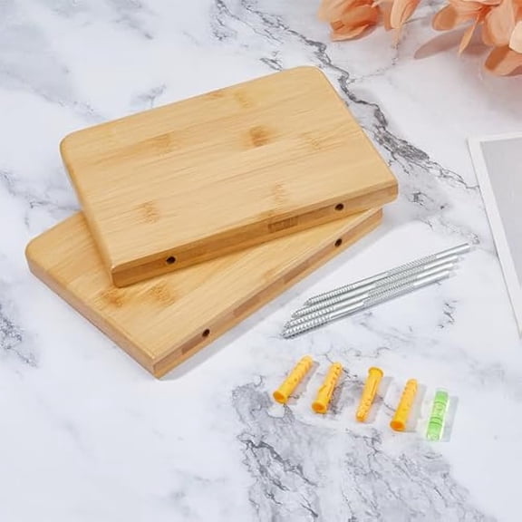 Wood Commodity Shelf Iron Screw with Plastic Findings Shelf Plate Rectangle BurlyWood 20x15x2cm