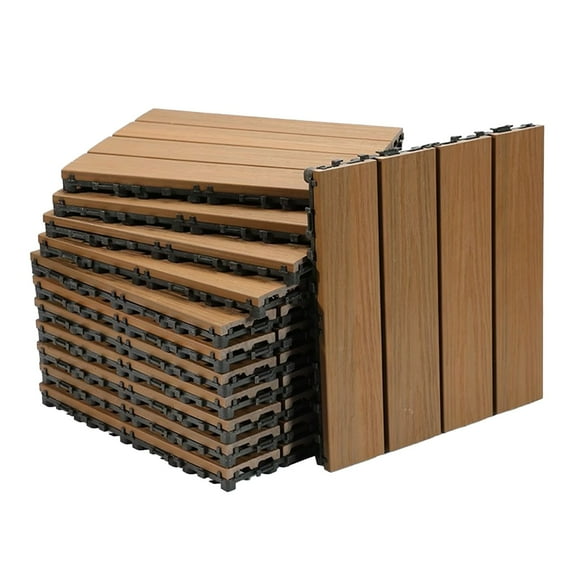 Wood Composite Interlocking Floor Deck Tiles Indoor Outdoor Use 11.8"x11.8" (1Pcs) - Great Upgrade to Patio Backyard Pathway